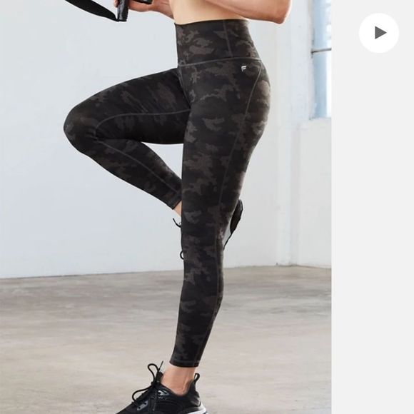 Fabletics Pants - Fabletics High Waisted Powerhold Leggings - Charcoal Camo  - Size S